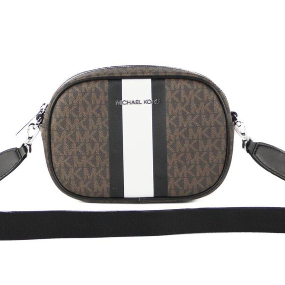 Michael Kors Handbags - MICHAEL KORS Jet Set Travel Small Signature Striped Oval Crossbody Handbag